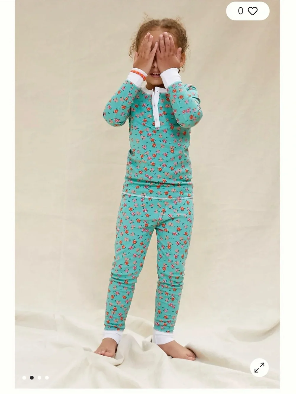 Roller Rabbit Anthropologie Blooms Floral Cotton Pajamas- Green with Pink Flower